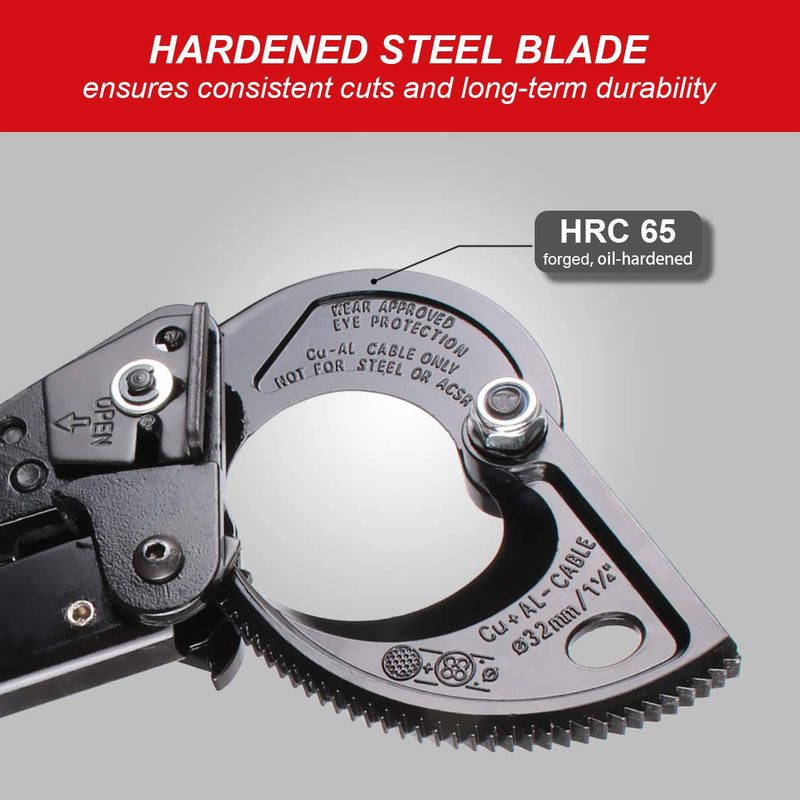 [Australia - AusPower] - Ratchet Cable Cutter, Heavy Duty Wire Cutter for Aluminum Copper Cable up to 240mm², Ratcheting Wire Cutting Hand Tool HS-325A 