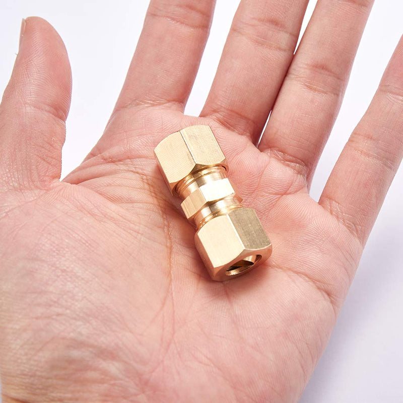 [Australia - AusPower] - Brass Compression Tube Pipe Fitting Connector, Straight Coupling Adapter, 3/8" Tube OD x 3/8" Tube OD Connector 5pcs (3/8" OD Compression x 3/8" OD Compression) 3/8" OD Compression x 3/8" OD Compression 