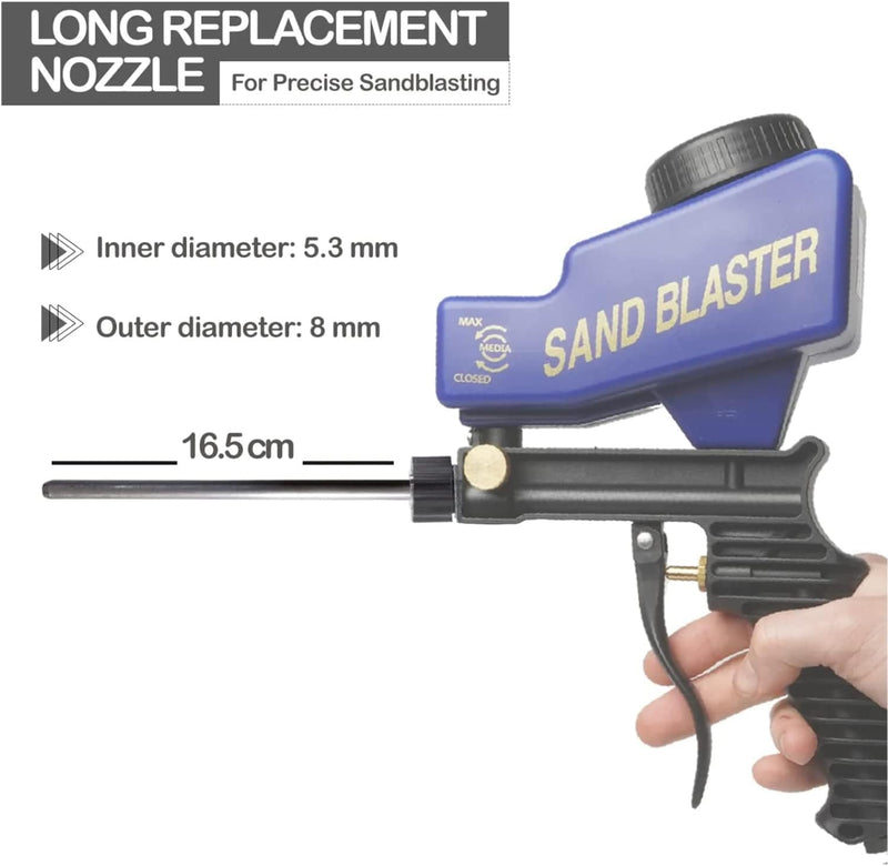 [Australia - AusPower] - Le Lematec Sand Blaster Long Nozzle Attachment, Sandblasting Nozzle Tip Adapter for Sandblaster for Air Compressor, Soda and Walnut Blaster, Abrasive Media Blasting Wand Accessory for Spot Blasting 