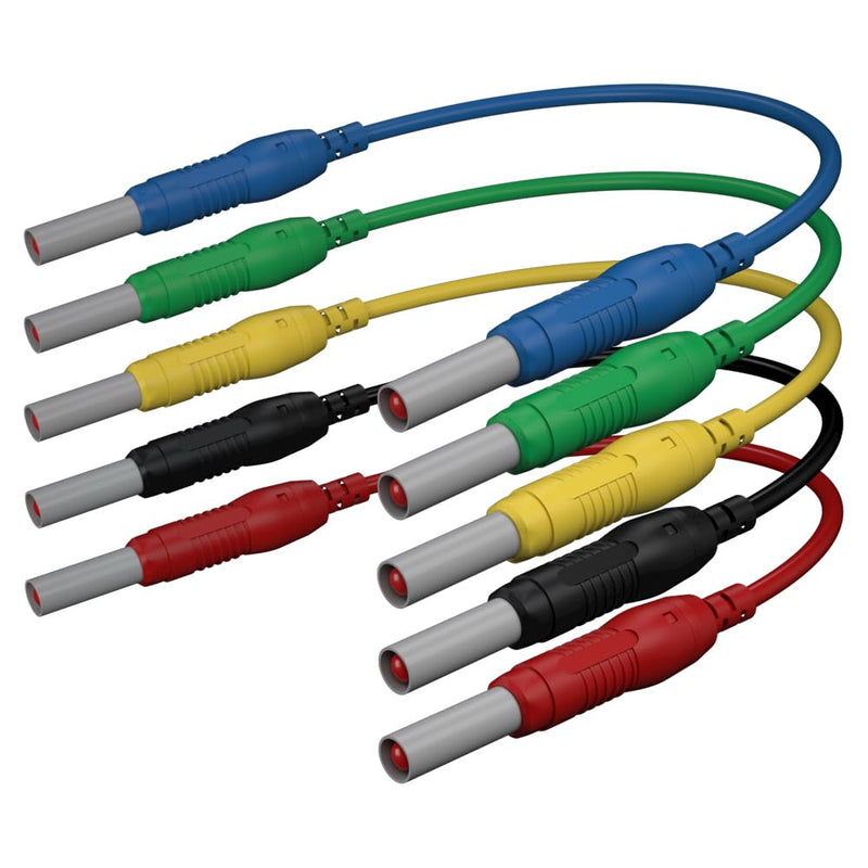 [Australia - AusPower] - 5pcs Banana to Banana Test Lead Safety Type Cable Line Wire, Retractable 4mm Banana Plug for MultiMeter, Electrical Test Jumper Wire 100cm/3.3ft 70019A 5pcs A 