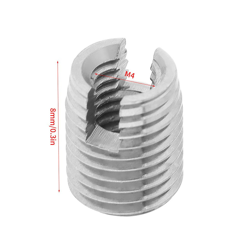 [Australia - AusPower] - 20pcs Thread Repair Insert, Metal Self Tapping Slotted Screw Thread Insert Helical Repair M4 x 8mm Set 