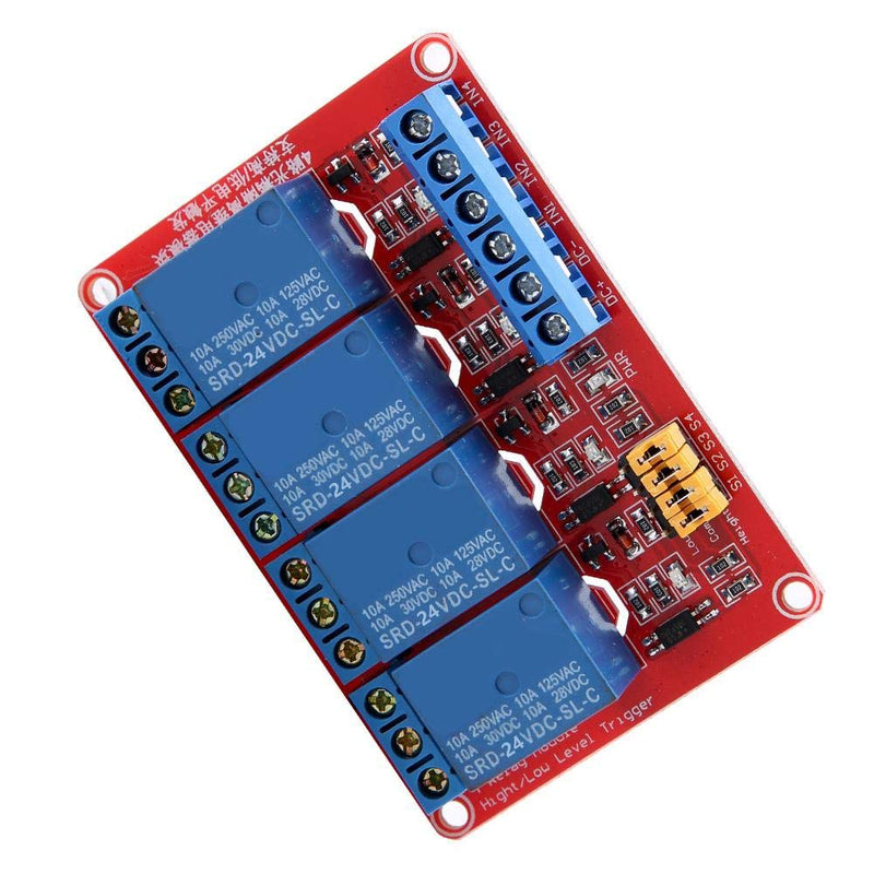 4-Channel Relay Module, Optocoupler Insulated, Industrial Robust, Compact IoT Enabled for Smart Home Automation, Industrial Control, Hobby Projects 24V