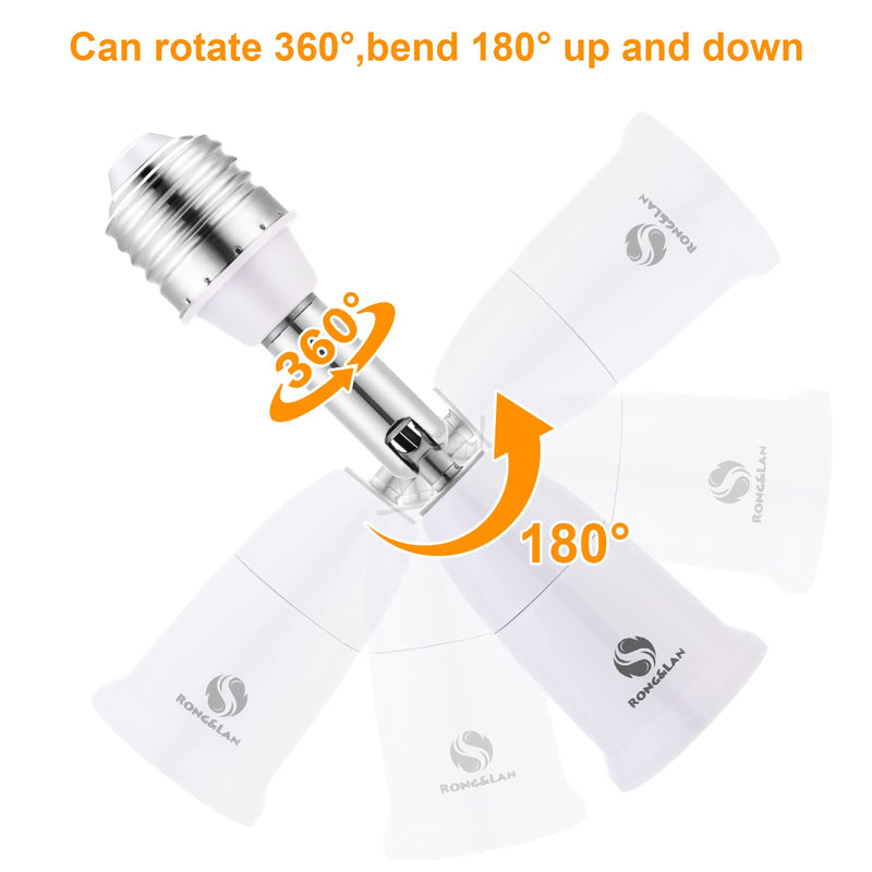 [Australia - AusPower] - RONG&LAN E26/E27 Light Socket Extender?180 Degree Bendable, Extension Socket Extender Adapter, E26/E27 to E26/E27 Adjustable Extension, Flexible Medium Light Bulb Socket Converter (5.5inch 2-Pack) 5.5inch 2-Pack 