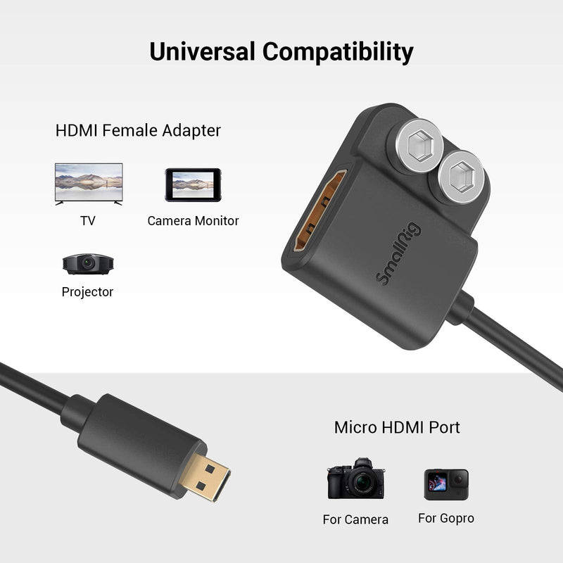 [Australia - AusPower] - SMALLRIG Ultra Slim 4K Adapter Cable (D to A), Micro-Sized Ports Male to Full-Sized Ports Female, 4K@60HZ, for Sony A7R IV A7RIII A7III A7II A7RII / for Fujifilm X-T2 X-T3-3021 