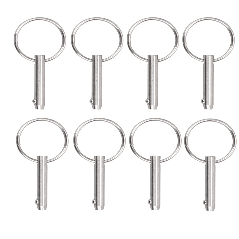 8 PCS Quick Release Pins Bimini Top Pins, Diameter 1/4"(6.3mm), Overall Length 1.5"(38mm), Usable Length 1"(25.4mm), Marine 316 Stainless Steel 8 Pieces