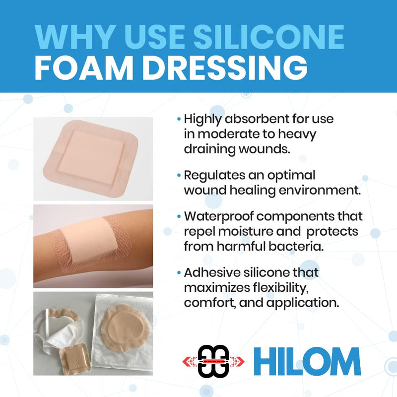 [Australia - AusPower] - Silicone Foam Dressing with Adhesive Border 4 in x 8 in (5 Pack) Waterproof Dressing, Latex Free for Moist to Heavily draining Wounds 4 in x 8 in (5 Pack) 