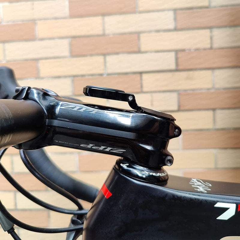 [Australia - AusPower] - Out Front Bike Stem Mount for Garmin Edge Wahoo Elemnt Bryton Rider Stages Dash Hammerhead Karoo Road Mountian Adjustable Handlebar Mount (Black) Black with stem cap 