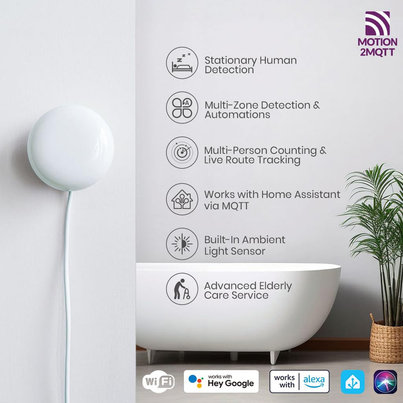 [Australia - AusPower] - Emotion Max Presence Sensor, 60GHz mmWave Radar WiFi Smart Motion Sensor, IR Blaster, Light Sensor, Motion2MQTT Home Assistant, Compatible with Alexa and Google Home eMotion Max-new 