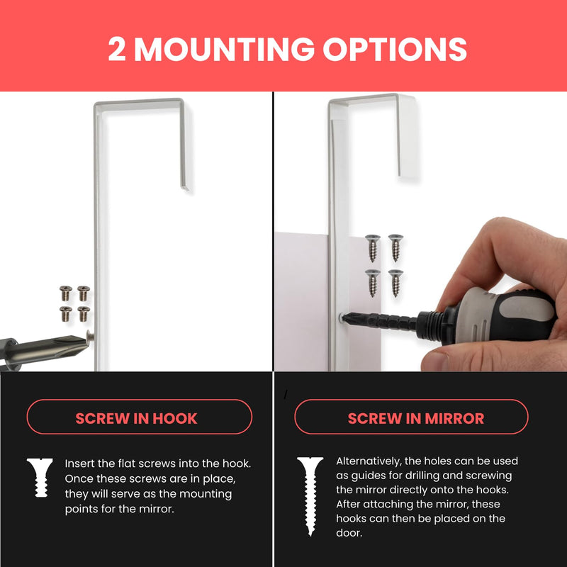 [Australia - AusPower] - Over-The-Door Mirror Hanger (Patent Pending) : Adjustable 14.5-inch Door Mirror Hanger Set w Protective Lining | Over The Door Mirror Hooks Perfect Height &Fit- 2 Mirror Brackets Set 1.5'' Door Depth 