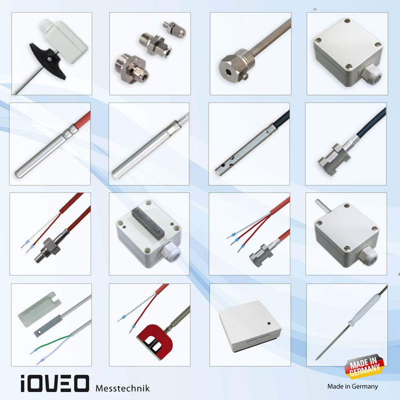 iOVEO 036HS01302 PT100 3-Wire Temperature Sensor / Cable Sensor / Solar Sensor with Silicone Cable up to 200 °C, 2 Metres 2 Meter Single