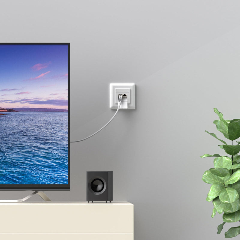 FGB Universal Network Socket CAT6a 2 Port Surface-Mounted / Flush-Mounted White | Shielded, 10-Gigabit Ethernet, RJ45 data socket, EIA/TIA 568A&B, LAN network socket suitable for installing cables