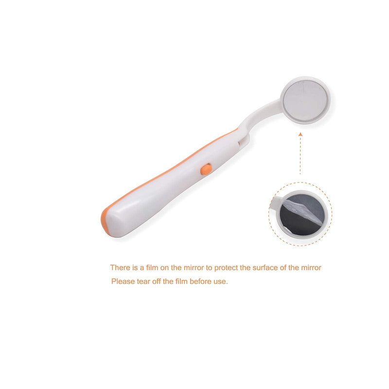 [Australia - AusPower] - Dental Mirror LED Lighted Mirror Teeth Inspection Mirror Anti Fog Curve Angle Dentist Oral Care Tool?2pcs? (Orange) Orange 