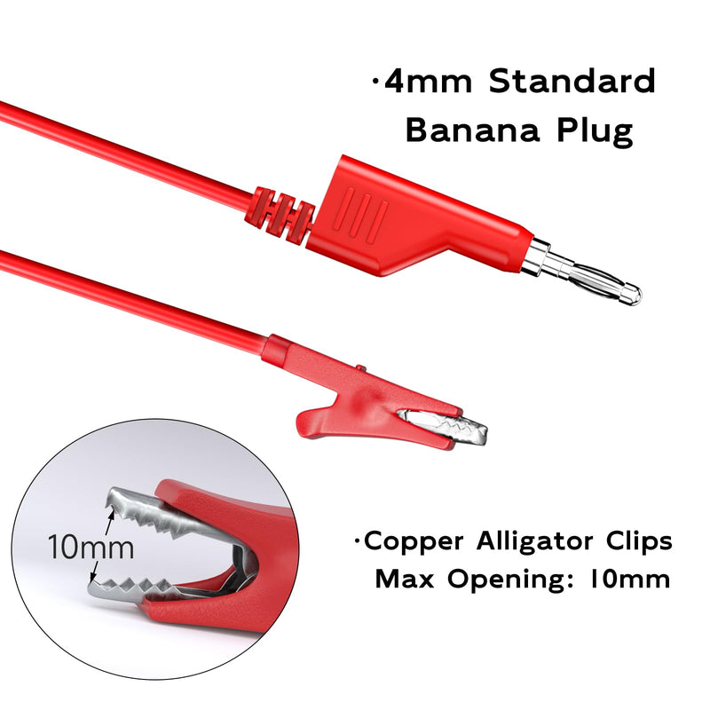 [Australia - AusPower] - Goupchn Stackabe Banana Plug to Alligator Clips Test Leads 10 Colors Soft Flexible Electrical Wire Cables for Multimeter Electrical Testing 500V/5A Ten Colors 3.3ft/1m 