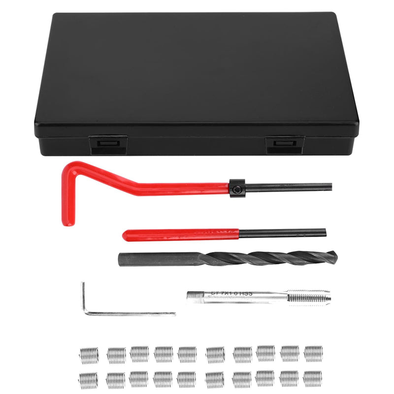 [Australia - AusPower] - 25Pcs Stainless Steel M7x1 Thread Repair Kit Stainless Steel Twisted Drill Wrench Threaded Insert Tap Insertion Tool M7x1 