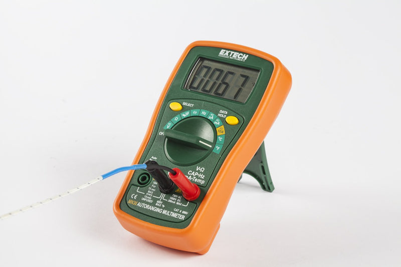 [Australia - AusPower] - Extech MN36 MiniTec Autoranging Digital Mini Multimeter - 600 V AC/DC, 10 A, Temperature, Resistance, Capacitance, Frequency, Continuity/Diode, Protective Holster & Tilt Stand Included Auto Ranging 
