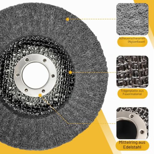 BURMONG 10 Pieces 115 mm Sanding Disc & Polishing Disc Set - 5 Nylon Fibre Flap Discs & 2 Wool Polishing Discs & 3 Polishing Pastes for Angle Grinder, Scouring Disc for Metal (22 mm Mount) | 5 Nylonfaser Fächerscheiben & 2 Woll Polierscheiben & 3 Polie...