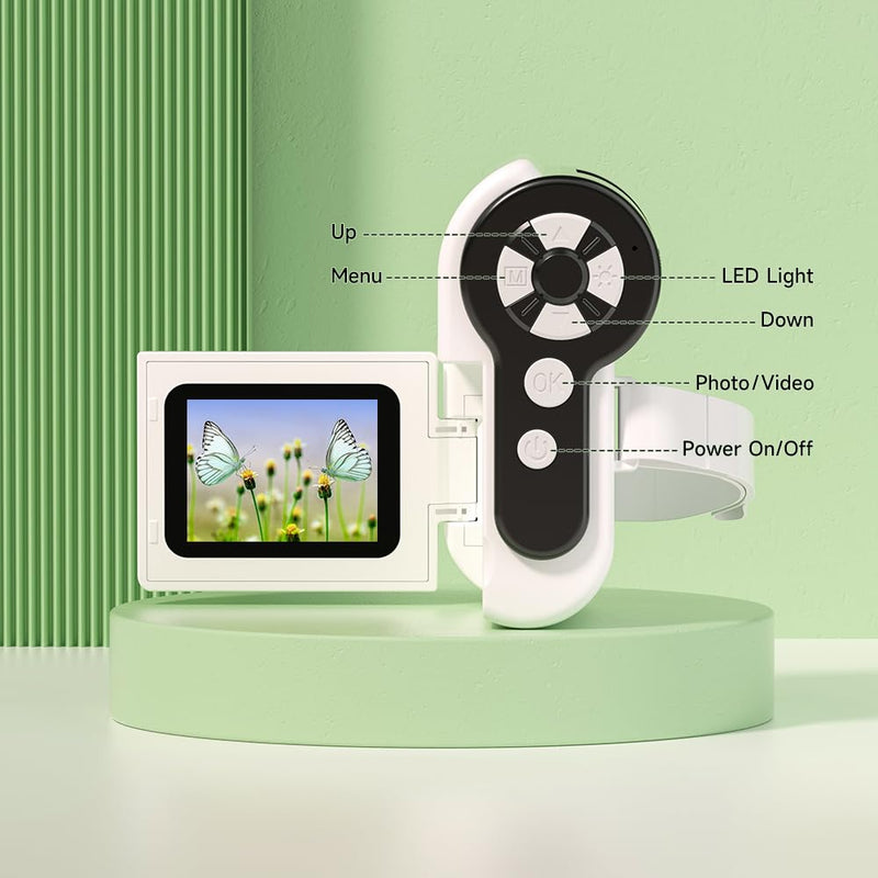 [Australia - AusPower] - Microscope for Kids, 1000X Handheld Digital Microscope with 2" LCD Screen Portable Mini Microscope for Kids 3-12, PC Compatible, 32GB TF Card Included, Great Educational Tool - White & Black 