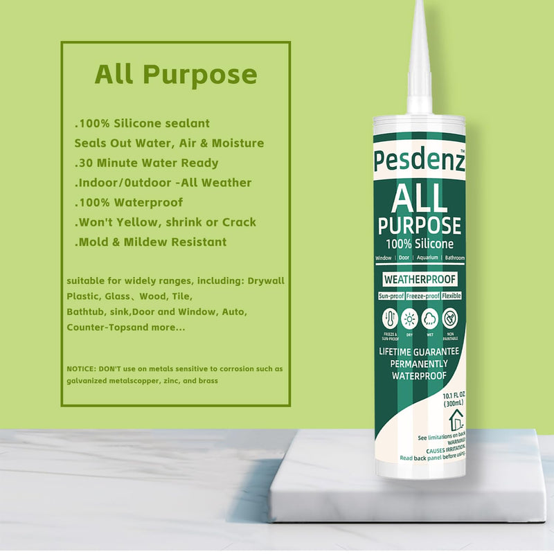 [Australia - AusPower] - Gray Universal Silicone Caulk, 100% Silicone Sealant Outdoor Waterproof, Flexible Cartridge Adhesive Caulking for Aquarium RV Roof Window Door Kitchen Bathroom Bathtub Shower Seal, 10.1 Oz, 1 Pack 