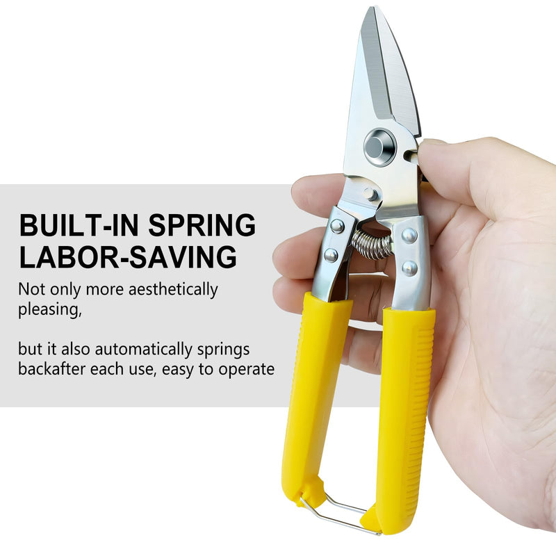 [Australia - AusPower] - Heavy Duty Scissors, Cardboard Scissors, with Finely Serrated High Carbon Stainless Steel Blades- easy Cuts Electrical Cable Notch, Gardening Pruning, Leather, Solid Copper Wire, Insulated Cable, etc 