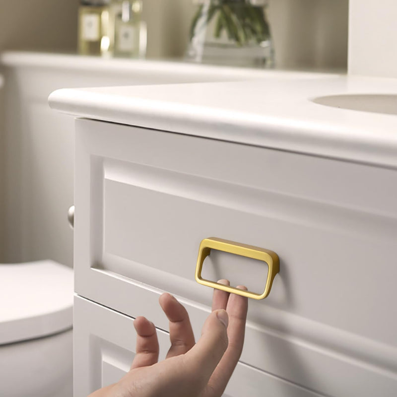 Goo-Ki Brushed Gold Cabinet Pulls with Hole Center 2.5''(64MM),Modern Zinc Alloy Finger Pulls for Drawer,Wardrobe,Cupboard,6 Pack 2.5'' HOLE CENTERS