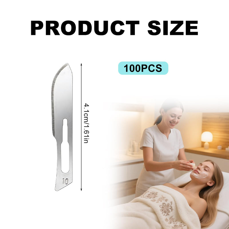 Pack of 100 Sterile Scalpel Blades Figure 10: Scalpel Blades Carbon Steel Replacement Blades, Sterilised Scalpel Blades Sterile for Scalpel Holder No. 3, for Paper Cutting Modeling, Medicine