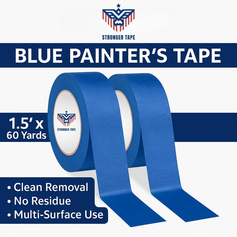 Blue Painter’s Tape 1.5” x 60 Yards – Easy-Release Masking Tape for Painting, Clean Removal, No Residue – Multi-Surface Use on Walls, Trim, Glass & Wood – Professional-Grade Adhesive (4 Rolls) 4