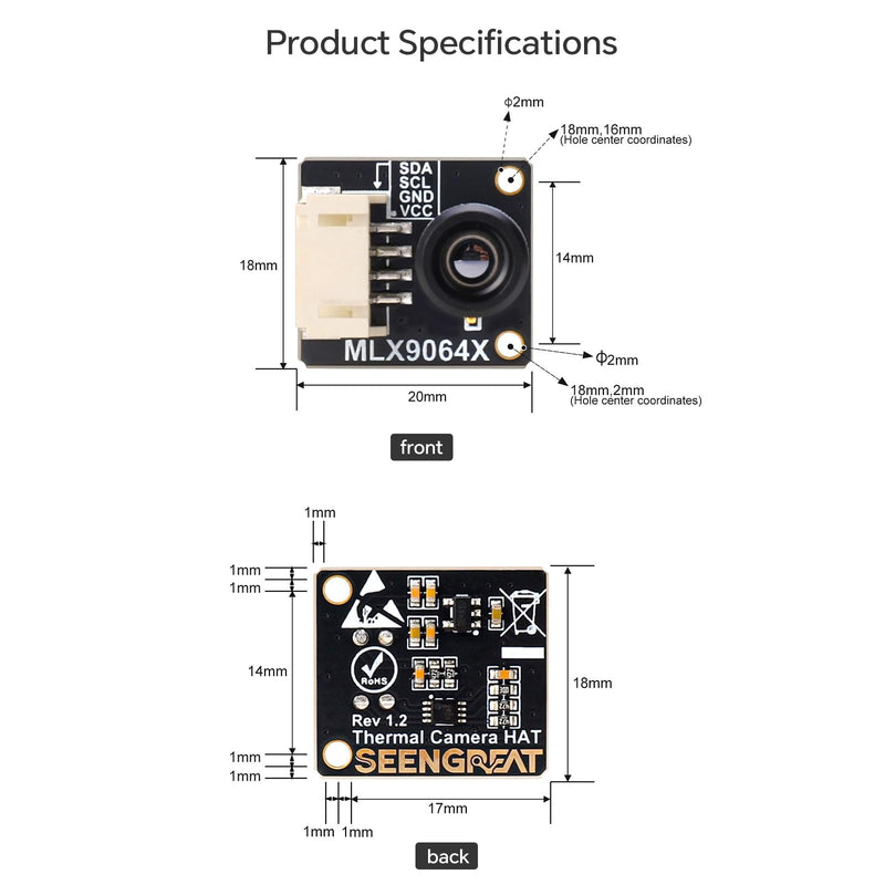 [Australia - AusPower] - MLX90640-D55 Thermal Imaging Camera, 32x24 IR Array, I2C Interface, for Raspberry Pi, Compatible with Arduino and STM32,for Firefighting, Security Monitoring, Electrical Maintenance, HVAC, etc. 