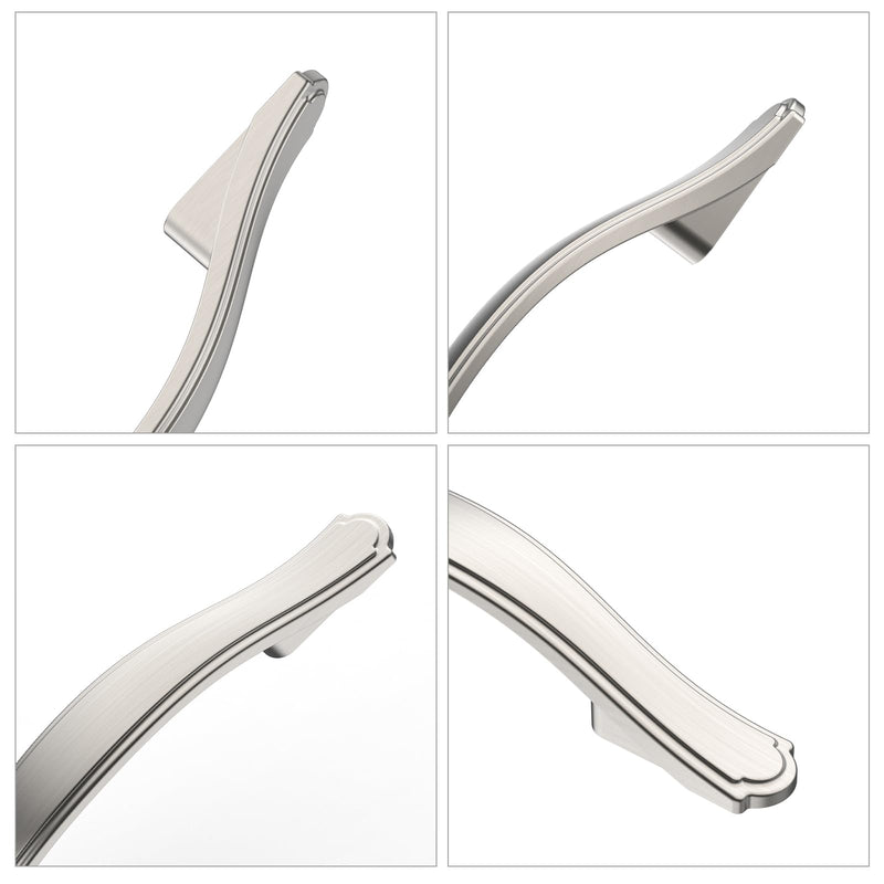 10 Pack Brushed Satin Nickel Kitchen Cabinet Handles Cabinet Pulls 3 inch Hole Center Cabinet Hardware Drawer Handles for Cabinet Dresser and Cupboard AT2792BSN 3 Inch Hole Centers 10 Pack