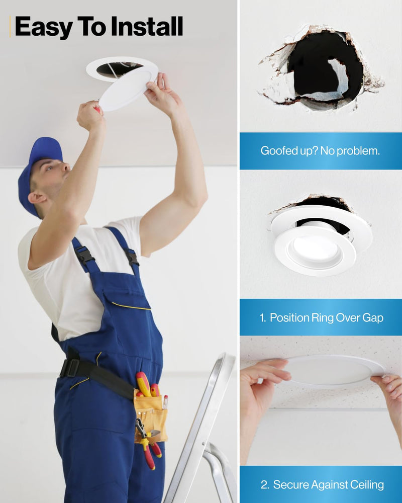 [Australia - AusPower] - Sunco 12 Pack Goof Rings for Recessed Light Fixture Living Room Can Light Goof Trim Ring, Outer Diameter 8.6-inch, Inner Diameter 6.2-inch, Matte Finish, Flush Mount, 5-6 Inch, White 