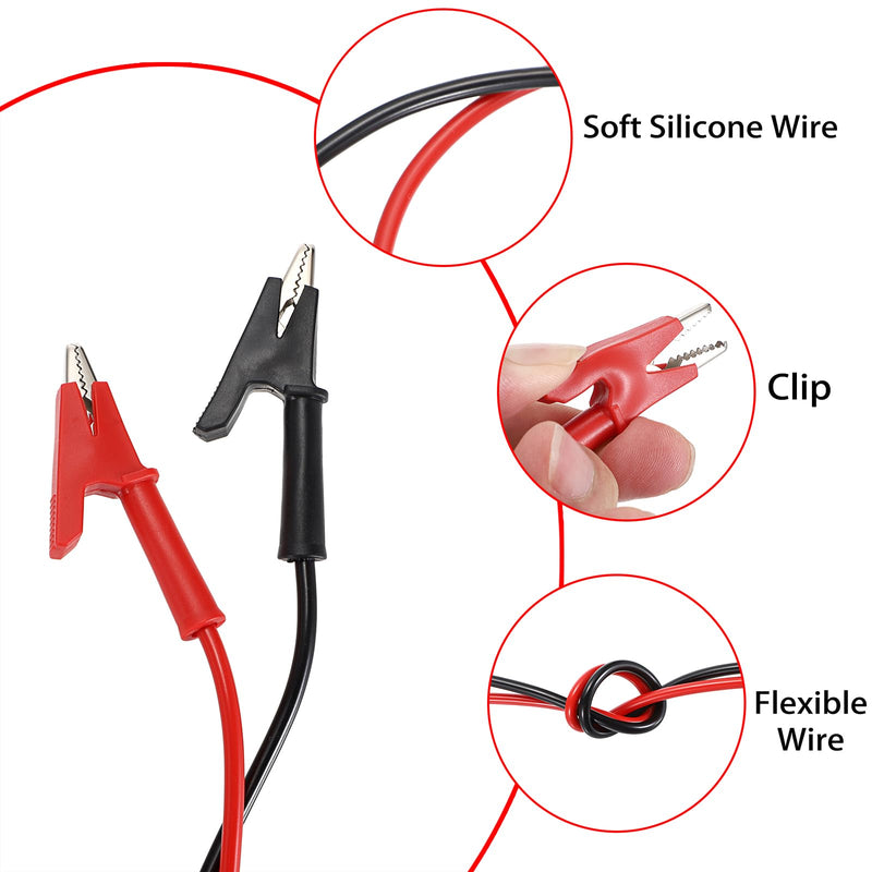 [Australia - AusPower] - Sumnacon Dual Ended Crocodile Alligator Clips, 15A Test Lead Wire Cable with Insulators Clips, 2Pcs 6.6 Ft/2M Test Flexible Cable with Protective Jack Copper Clamps for Electrical Testing 2 m 