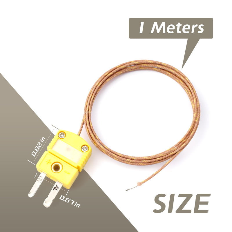 [Australia - AusPower] - 5Pcs 1 Meters K Type Thermocouple Temperature Probe Sensors Compatible with Type-K Temperature Measuring Instruments, Higher Accuracy Long Measure Range -58°F~899°F(-50°C~482°C) 