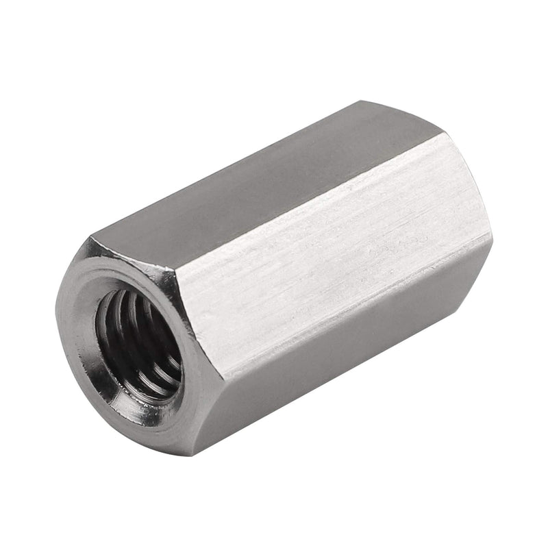 [Australia - AusPower] - Pack of 8 M6 X 1.0-Pitch 25mm Length Hex Width 10mm Metric Hex Coupling Nut 304 Stainless Steel Rod Coupling Nuts 