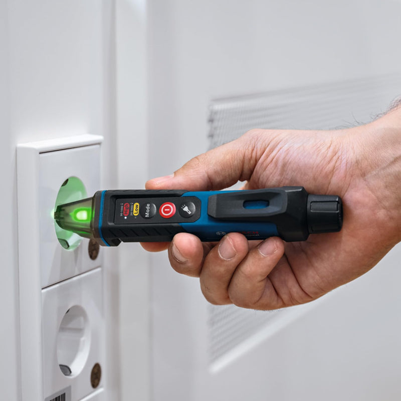 [Australia - AusPower] - Bosch Professional Voltage Tester GVD 1000-17 (Non-Contact Voltage Detection, IP67, Dual Range 24-1000V AC, Integrated Torch, Belt Clip, CAT IV 1000V Tested) 