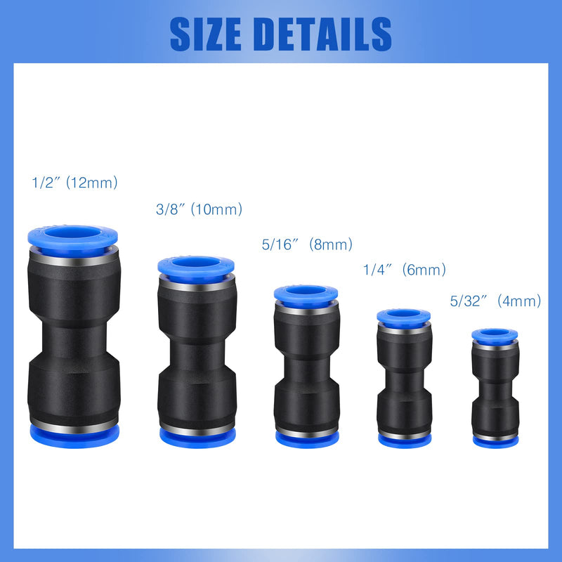[Australia - AusPower] - 100 Pieces Air Hose Fittings Air Line Fittings Straight Push to link 4 6 8 10 12 mm Quick Release Pneumatic Connectors Plastic Straight Tube Connector Push to Connect Fittings for Tube 