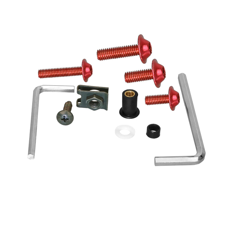 [Australia - AusPower] - 210Pcs Motorcycle Universal Fairing Bolt Kits, Aluminum Alloy M5 M6 Screws Fasteners, Washers Nuts Clips Assortment (Red) 