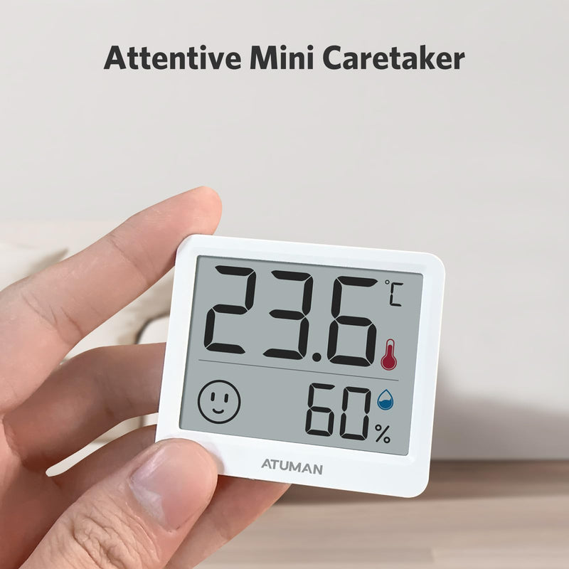 ATuMan Mini Digital Hygrometer Indoor Thermometer with Temperature and Humidity Monitor for Bedroom, Reptile Tank, Guitar Case, Greenhouse and Cellar Closet, Fahrenheit or Degree Celsius TH mini