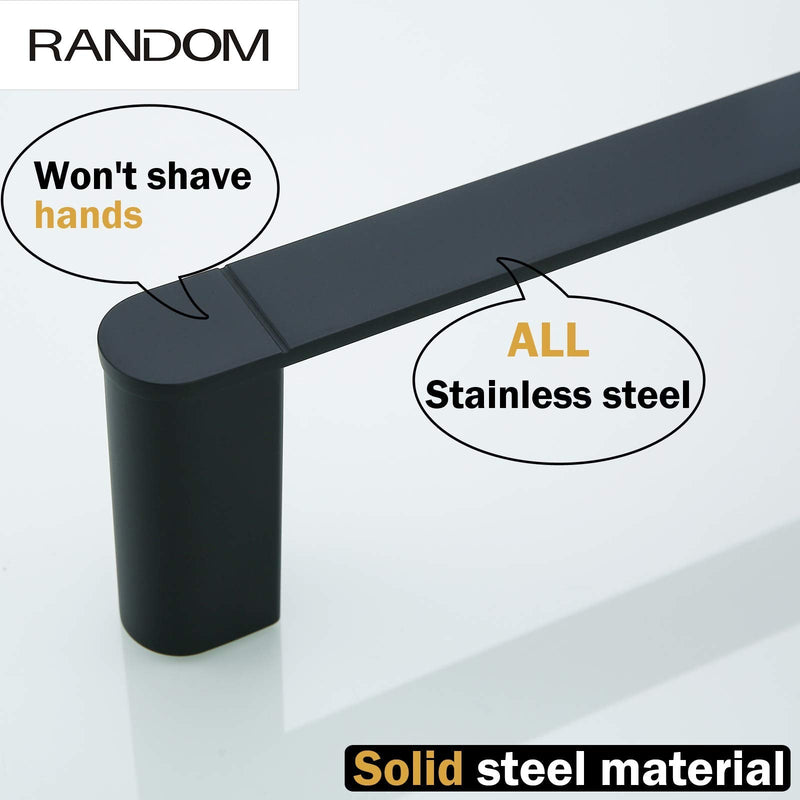 RANDOM Matte Black Towel Bar Rack Holder Rod 18 inch Hand Towel Holder for Bathroom Kitchen Heavy Duty Hardware Accessories Wall Mount Contemporary Hotel Style.96026-2-18MB 18 Inch (1 Piece)