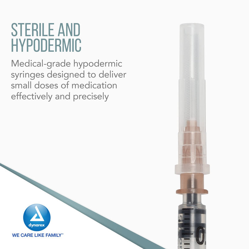 [Australia - AusPower] - Dynarex Disposable Tuberculin Non-Safety Syringe - 1CC 26G, 3/8" Needle - 6938, 100 Count 