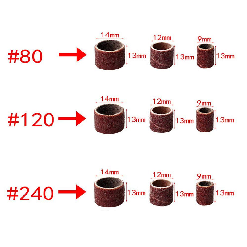 [Australia - AusPower] - Yesallwas 186pcs Sanding Rings Polisher Supplies Sand Circle Tool Grinding Head for Rotary Tools #80#120#240 