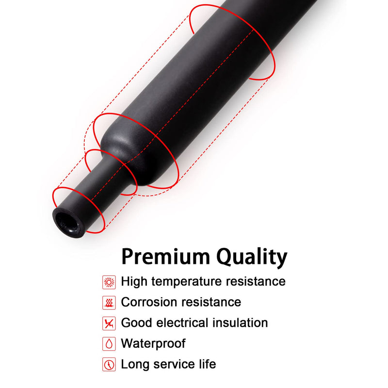 1-1/2 inch ((Diameter)) 3:1 Dual Wall Adhesive Heat Shrink Tubing, Large Glue Lined Marine Cable Sleeve Tube, Premium Wire Wrap Protector for DIY by MILAPEAK (4 Feet, Black) 4FT (1.5", 1 Pack)