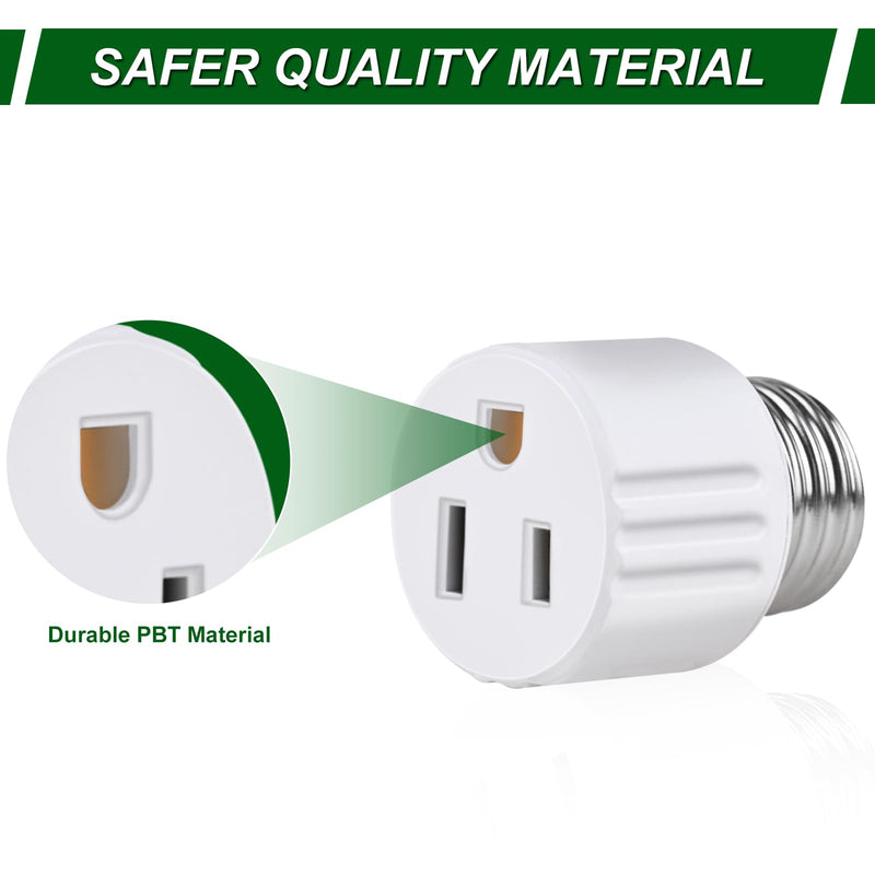 [Australia - AusPower] - Outlet Light Socket Adapter,Screw in Outlet Socket,E26 Light Bulb to Outlet Socket Converter,Light Bulb Plug Adapter for Porch Light Socket,Camera,Garage Light (1) 1 