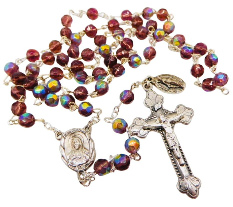 Westmon Works Deluxe Rosary Gift Set with Glass Beads and Metal Crucifix, Boxed with Hail Mary Prayer Card Made in Italy