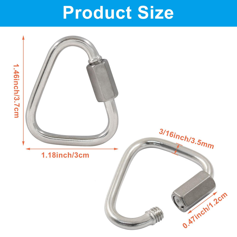 [Australia - AusPower] - M3.5 Delta Quick Links Triangle 1/8 Inch,6 Pcs 316 Stainless Steel Triangle Locking Quick Connector, Quick Link Chain Heavy Duty Chain Connector - 330lbs Capacity M3.5,6Pcs 
