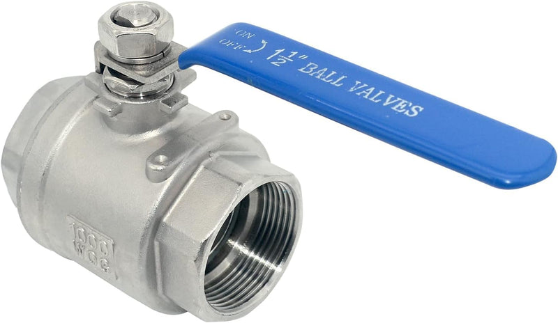 [Australia - AusPower] - Dsmpipeft1Pcs 316 Stainless Steel 1-1/2" Full Port Ball Valve with Heavy Duty Blue Vinyl Insulation Handle, NPT Female x Female Thread,1000 WOG 1.5 Inch 