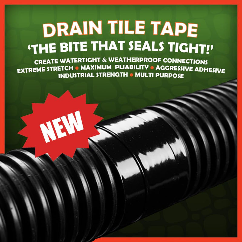 IrriGATOR Drain Tile Tape - 8.5 mil Premium Grade Stretchable PVC - 108ft Length - Ideal for Corrugated Metal Plastic and More (2" x 108ft) 2" x 108ft