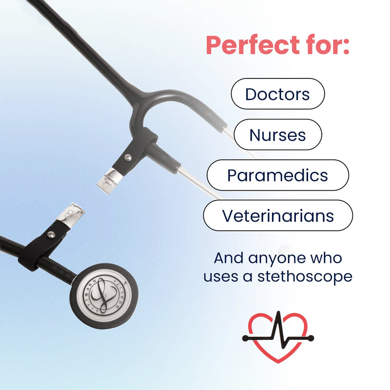 [Australia - AusPower] - Clip for Stethoscopes, Stethoscope Clip for Doctors, Nurses, Medical Students, Stethoscope Accessory Compatible with 3M Littmann Classic III, Lightweight II S.E, and More, Black 