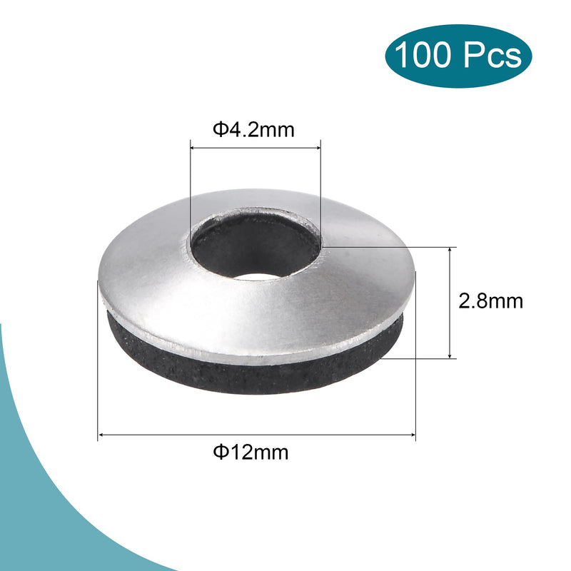 [Australia - AusPower] - MECCANIXITY Bonded Sealing Washers 12x4.2x2.8mm Stainless Steel EPDM Rubber Backed Screw Gasket, Pack of 100 