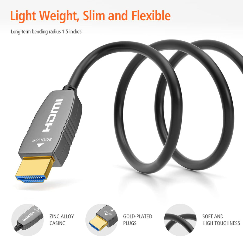 RUIPRO 8K HDMI Fiber Optic Cable CL2 Rated 10 Feet 48Gbps 8K60Hz 4K120Hz Dynamic HDR eARC HDCP2.2/2.3 for RTX4080/4090/3080/3090, Xbox S/X, PS5/4, AVR, Projector, LG/Samsung/Sony TV C-8K Fiber Gen3/C CL2 Rated 10FT