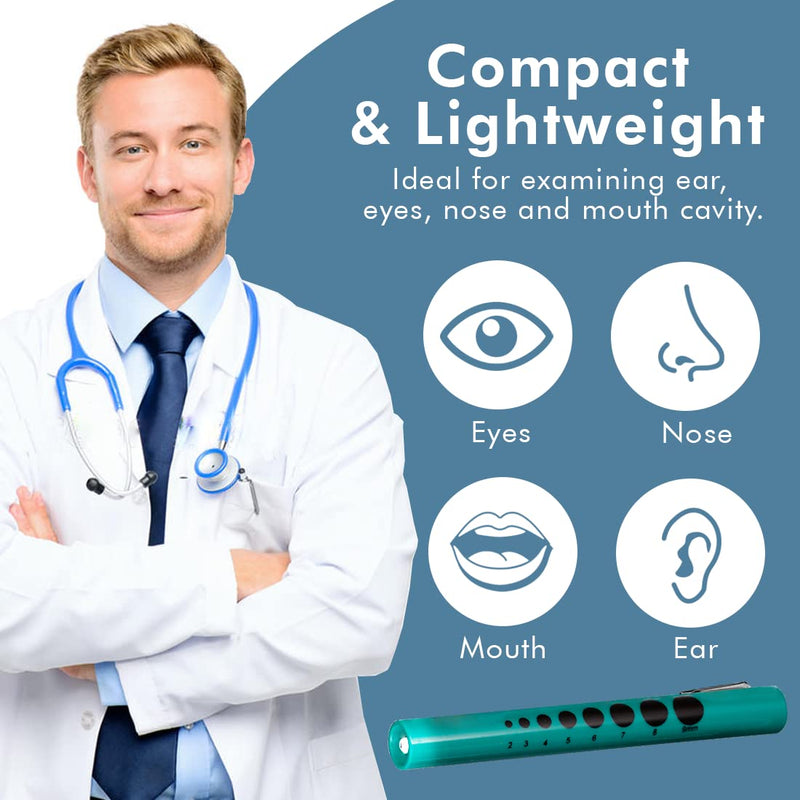 [Australia - AusPower] - 6 Pack Multi-Color Disposable LED Pen Light with Pupil Gauge, Medical Diagnostic Penlight for Doctors Nurses EMTs and Nursing Students 