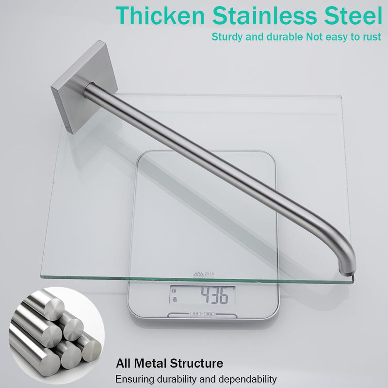 Shower Arm with Flange,16 in Stainless Steel Shower Arm Extension Wall-Mounted For Fixed Shower Head,Rain Shower Head Extender Brushed Nickel,SE-91018-16BN-SQ Large Square Flange-16″Brushed Nickel